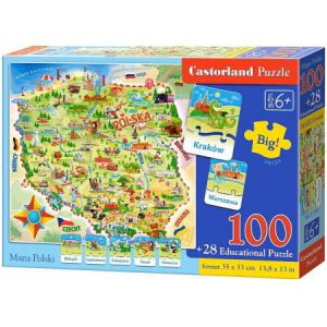Puzzle Castorland 100el Mapa Polski + Quiz